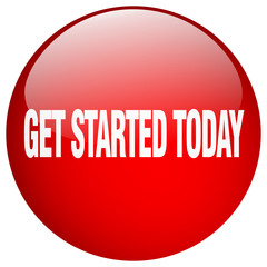 get started today red round gel isolated push button