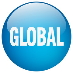 global blue round gel isolated push button