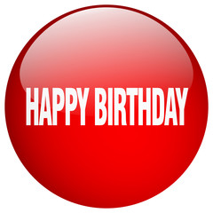 happy birthday red round gel isolated push button
