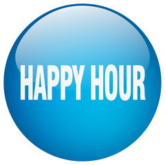 happy hour blue round gel isolated push button