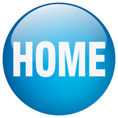 home blue round gel isolated push button