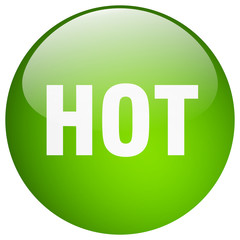 hot green round gel isolated push button
