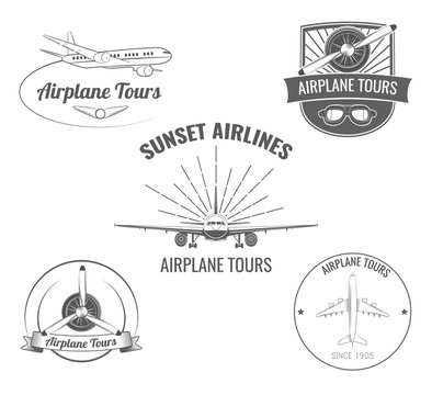 Planes label set. Vector Illustration.