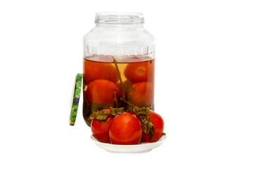 Canned tomatoes isolated on white background