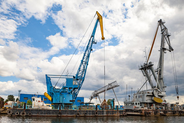 Harbor cranes in Kaliningrad, Russia