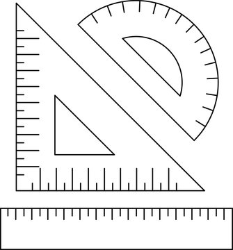 Ruler, triangle, protractor. Ruler flat icon, icon line.