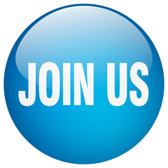 join us blue round gel isolated push button