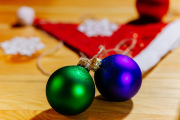 santa hat with balls snowflakes