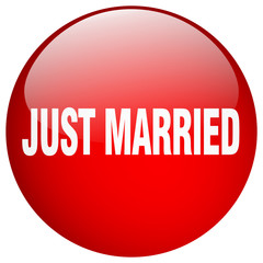 just married red round gel isolated push button