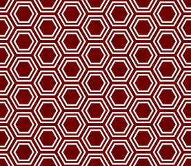Red and White Hexagon Tile Pattern Repeat Background