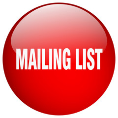 mailing list red round gel isolated push button