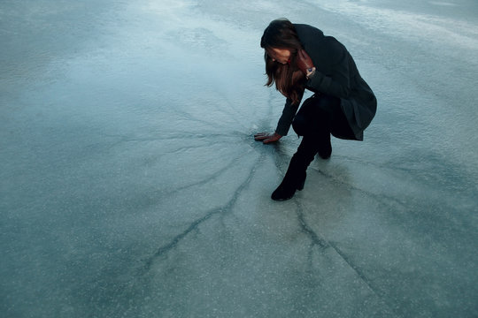 Girl On The Ice Crack