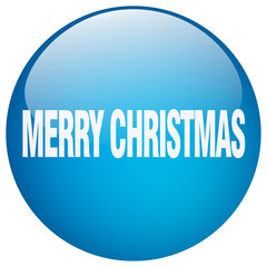 merry christmas blue round gel isolated push button