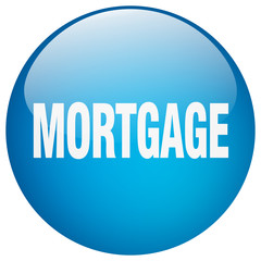 mortgage blue round gel isolated push button