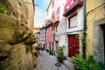 alleyway scene in Porto, Portugal.
