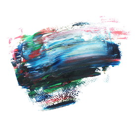 photo blue grunge brush strokes oil paint isolated on white background