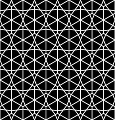 Vector modern seamless sacred geometry pattern, black and white abstract geometric background, pillow print, monochrome retro texture, hipster fashion design