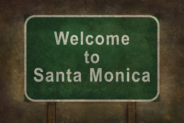 Welcome to Santa Monica roadside sign illustration