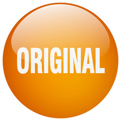 original orange round gel isolated push button