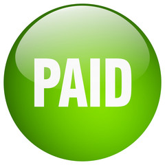 paid green round gel isolated push button