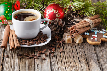 Winter cozy evening heating coffee cup