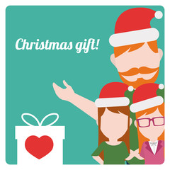 christmas gift illustration over green color background