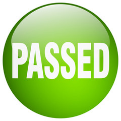 passed green round gel isolated push button