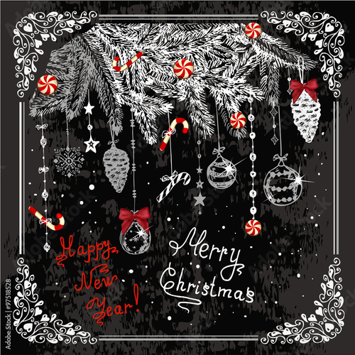 New year greeting card drawing "hand drawn new year card 1" Stock photo and royalty-free images on Fotolia.com - Pic 97518528