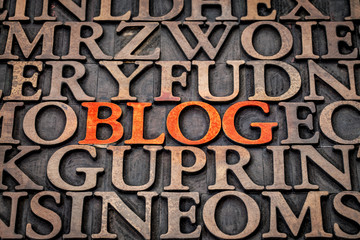 blog word abstract in wood type