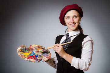 Fototapeta premium Woman artist in art concept