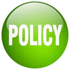 policy green round gel isolated push button