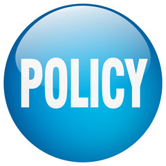 policy blue round gel isolated push button