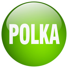 polka green round gel isolated push button