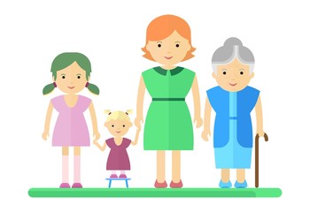 big family woman and girl