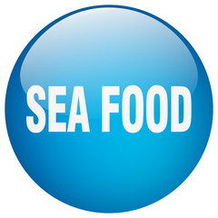 sea food blue round gel isolated push button