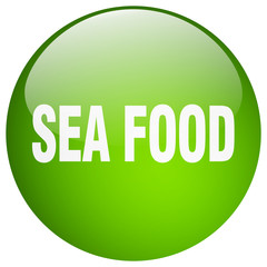 sea food green round gel isolated push button