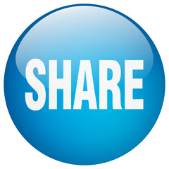 share blue round gel isolated push button