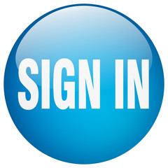 sign in blue round gel isolated push button