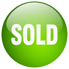 sold green round gel isolated push button