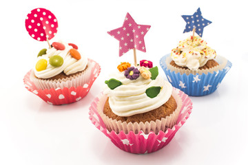 Cupcakes delicious and colorful decorated