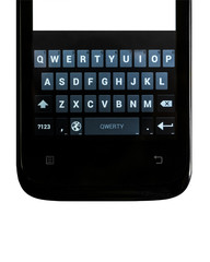 Smartphone. Keyboard touch screen smartphone on an isolated white background. Vertical orientation...