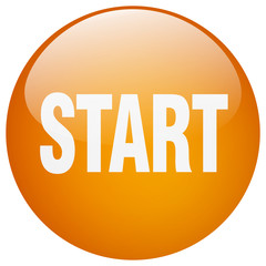 start orange round gel isolated push button