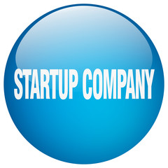 startup company blue round gel isolated push button