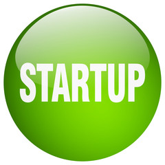 startup green round gel isolated push button