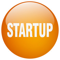 startup orange round gel isolated push button