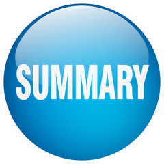 summary blue round gel isolated push button