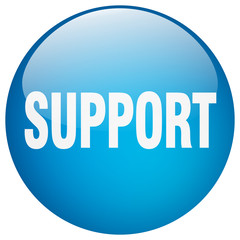 support blue round gel isolated push button