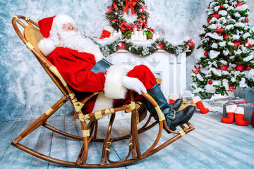 santa by the fireplace