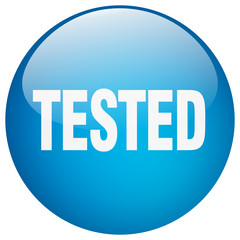 tested blue round gel isolated push button