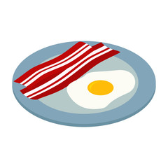 fried egg with bacon isometric 3d icon